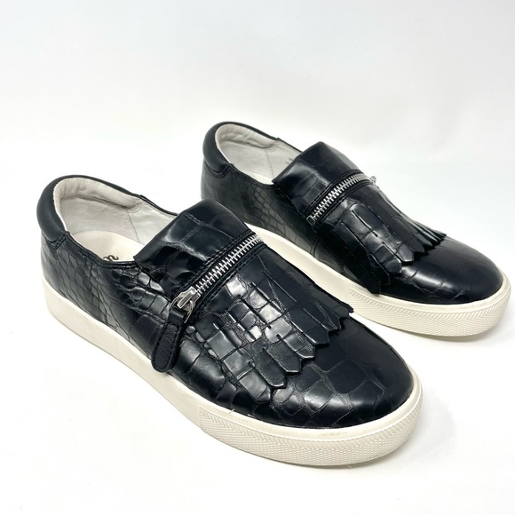 Ash King Kiltie Fringe Black Croc Embossed Leather Sneakers Size 40 - Picture 3 of 11